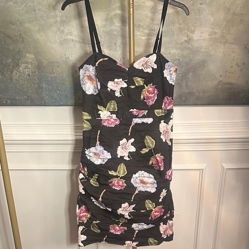 Nicole Miller Collection Floral Mini Dress in Black